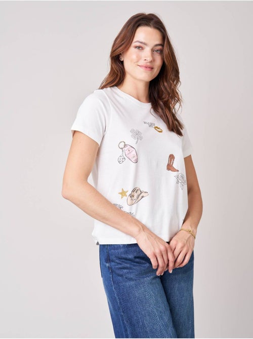 T-shirt regular femme en 100% coton jersey imprimé western 'deeluxe' - Kiabi T-shirt regular femme en 100% coton jersey imprimé western 'deeluxe' - Kiabi