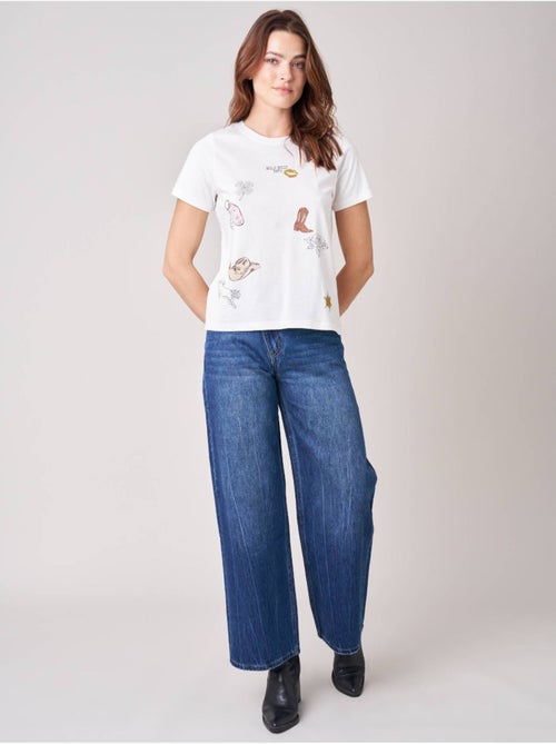 T-shirt regular femme en 100% coton jersey imprimé western 'deeluxe' - Kiabi T-shirt regular femme en 100% coton jersey imprimé western 'deeluxe' - Kiabi