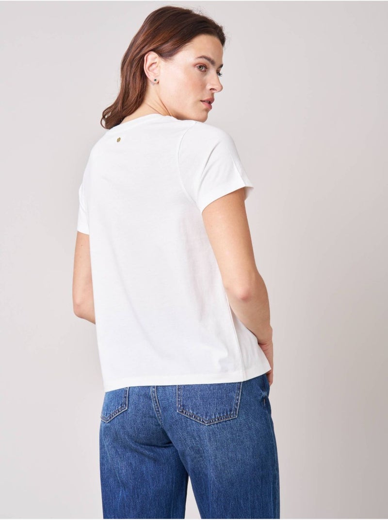 T-shirt regular femme en 100% coton jersey imprimé western 'deeluxe' Blanc cassé - Kiabi