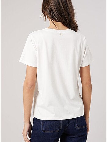 T-shirt regular femme en coton stretch avec cœur en strass 'deeluxe'