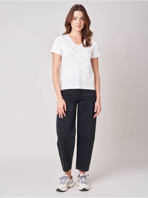 T-shirt regular femme en coton stretch imprimé étoiles 'deeluxe' - Kiabi T-shirt regular femme en coton stretch imprimé étoiles 'deeluxe' - Kiabi
