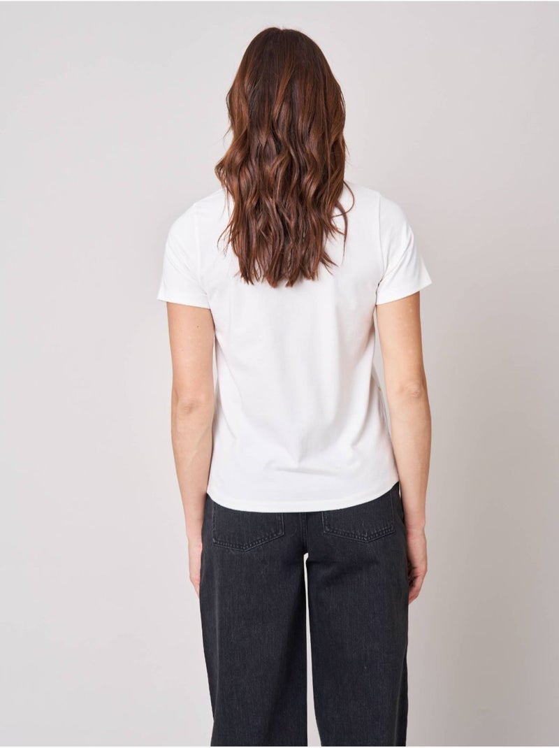 T-shirt regular femme en coton stretch imprimé étoiles 'deeluxe' Blanc - Kiabi