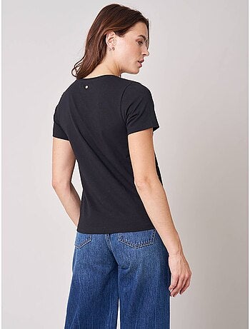 T-shirt regular femme en coton stretch imprimé étoiles 'deeluxe'