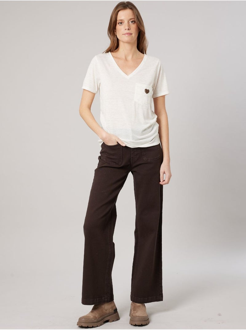 T-shirt regular femme en jersey 'Deeluxe' Ecru - Kiabi