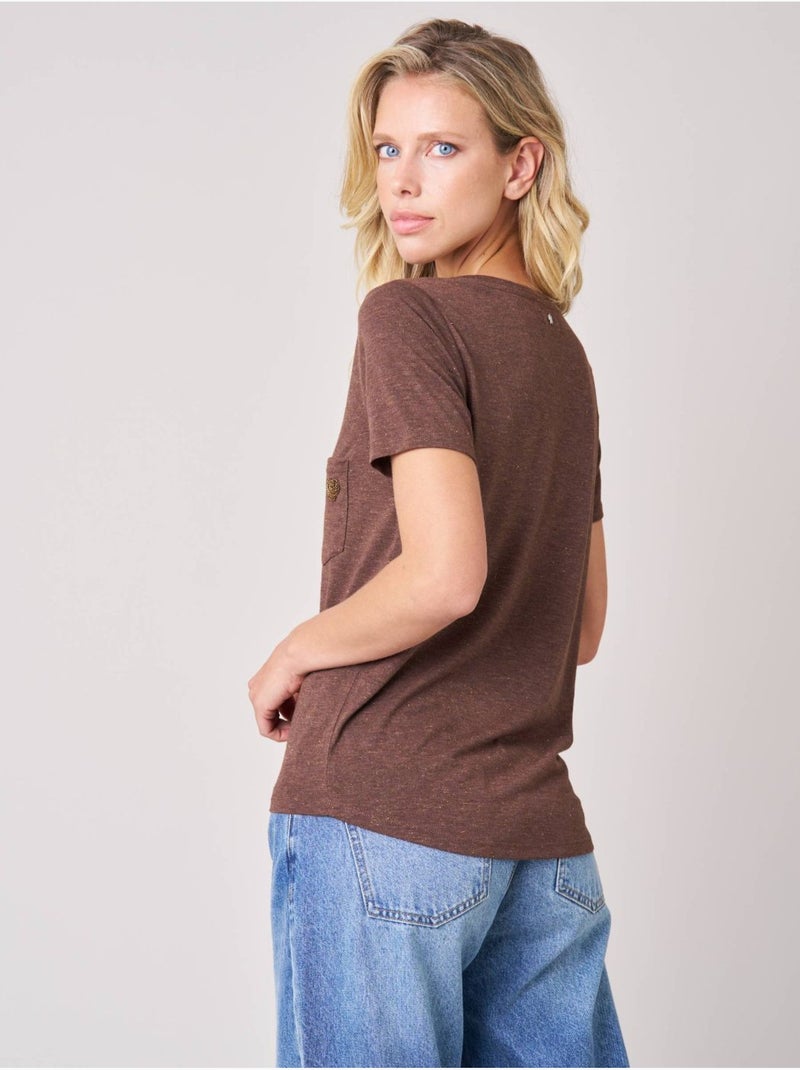 T-shirt regular femme en jersey 'deeluxe' Marron clair - Kiabi