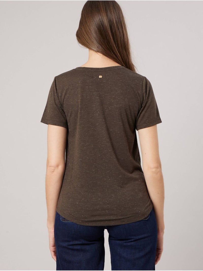 T-shirt regular femme en jersey 'deeluxe' Vert bouteille - Kiabi
