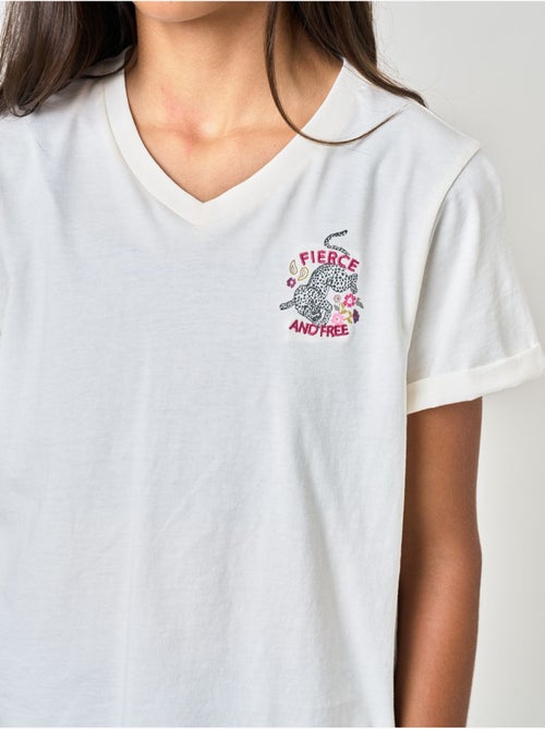 T-shirt regular fille en 100% coton imprimé graphique "fierce and free" 'deeluxe' - Kiabi