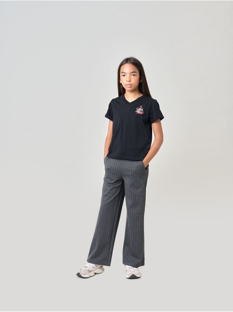 T-shirt regular fille en 100% coton imprimé graphique "Fierce and Free" 'Deeluxe' Noir - Kiabi