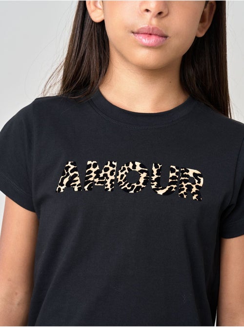 T-shirt regular fille en 100% coton inscription amour en léopard 'deeluxe' - Kiabi T-shirt regular fille en 100% coton inscription amour en léopard 'deeluxe' - Kiabi