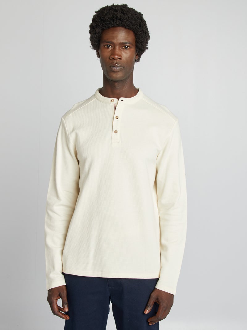 T-shirt regular fit en maille fantaisie Blanc - Kiabi