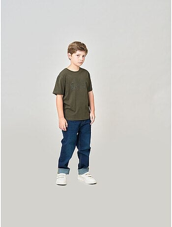 T-shirt regular garçon en 100% coton jersey avec imprimé en relief 'deeluxe'