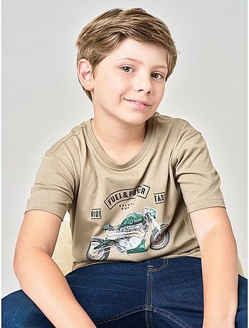 T-shirt regular garçon en 100% coton jersey imprimé moto vintage 'deeluxe'