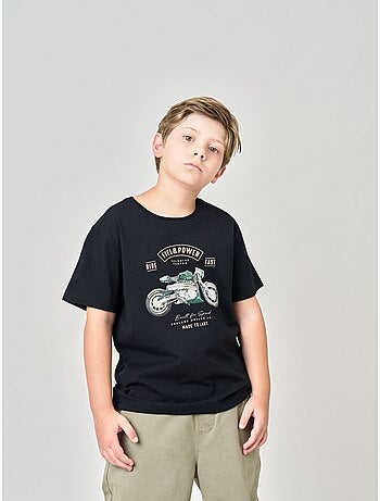 T-shirt regular garçon en 100% coton jersey imprimé moto vintage 'deeluxe'