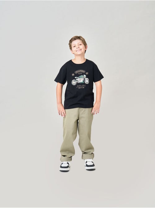 T-shirt regular garçon en 100% coton jersey imprimé moto vintage 'deeluxe' - Kiabi