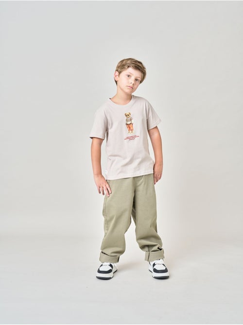 T-shirt regular garçon en 100% coton jersey imprimé ours 'deeluxe' - Kiabi