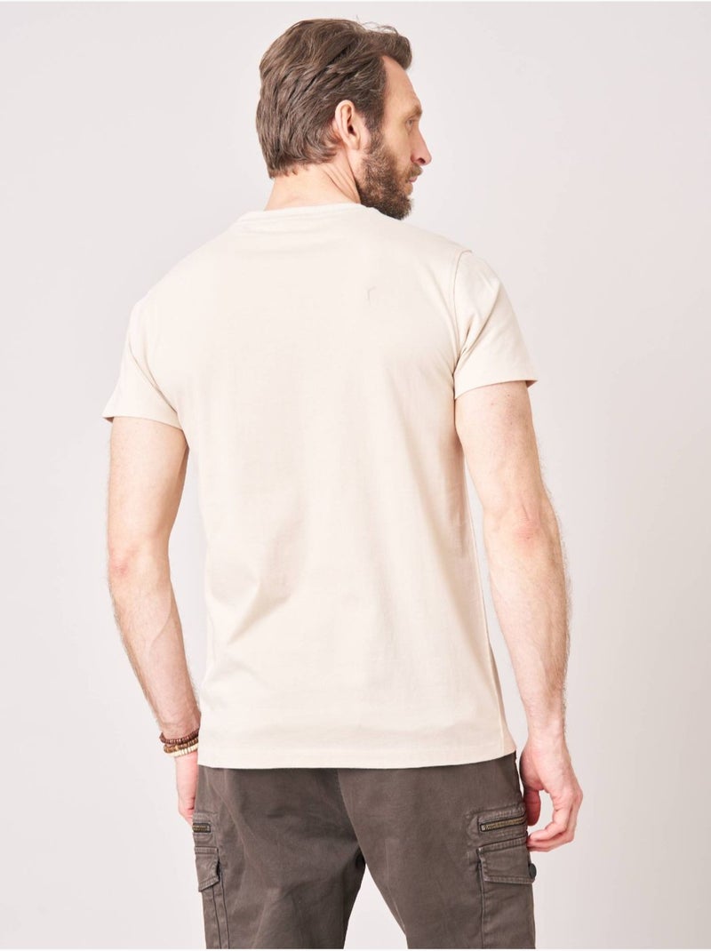 T-shirt regular homme en 100% coton avec imprimé en relief 'Deeluxe' Beige coquille - Kiabi
