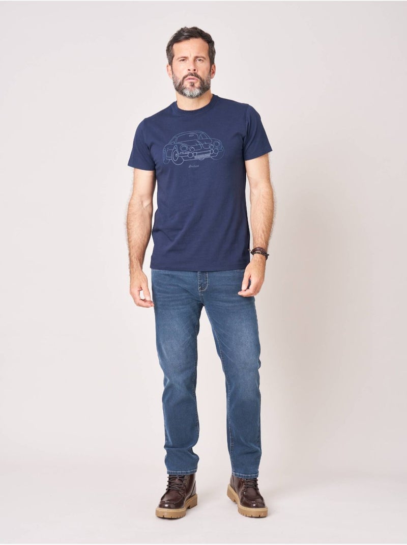 T-shirt regular homme en 100% coton avec imprimé en relief 'Deeluxe' Bleu marine - Kiabi