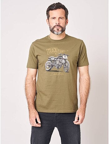 T-shirt regular homme en 100% coton imprimé moto 'Deeluxe'