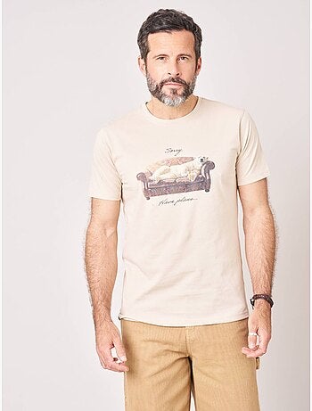 T-shirt regular homme en 100% coton imprimé ours sur canapé 'deeluxe'