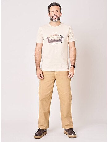 T-shirt regular homme en 100% coton imprimé ours sur canapé 'deeluxe'