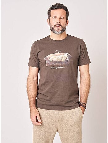T-shirt regular homme en 100% coton imprimé ours sur canapé 'deeluxe'