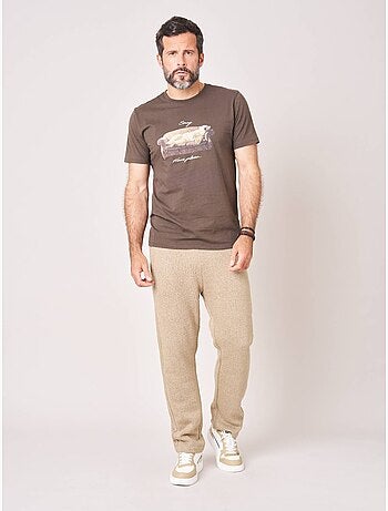 T-shirt regular homme en 100% coton imprimé ours sur canapé 'deeluxe'