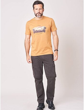 T-shirt regular homme en 100% coton imprimé ours sur canapé 'deeluxe'