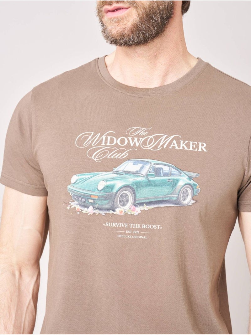 T-shirt regular homme en 100% coton imprimé voiture vintage  'Deeluxe' Marron chocolat - Kiabi