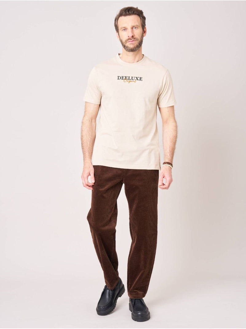 T-shirt regular homme en 100% coton jersey 'Deeluxe' Beige coquille - Kiabi