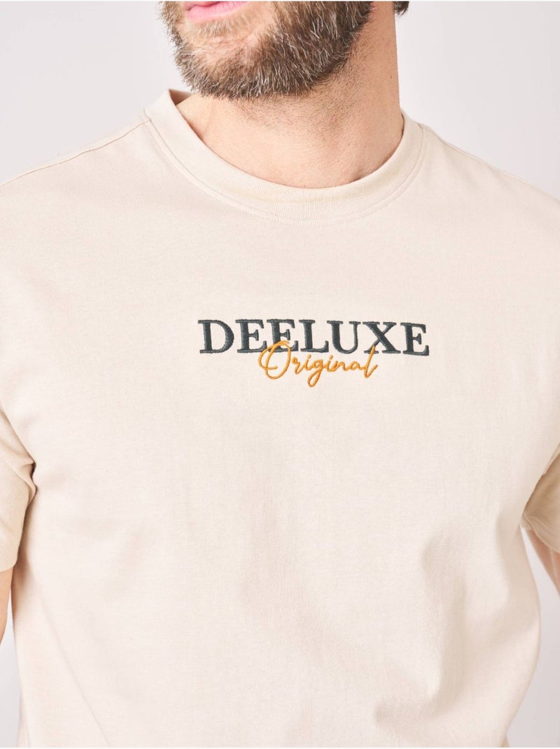 T-shirt regular homme en 100% coton jersey 'Deeluxe' Beige coquille - Kiabi