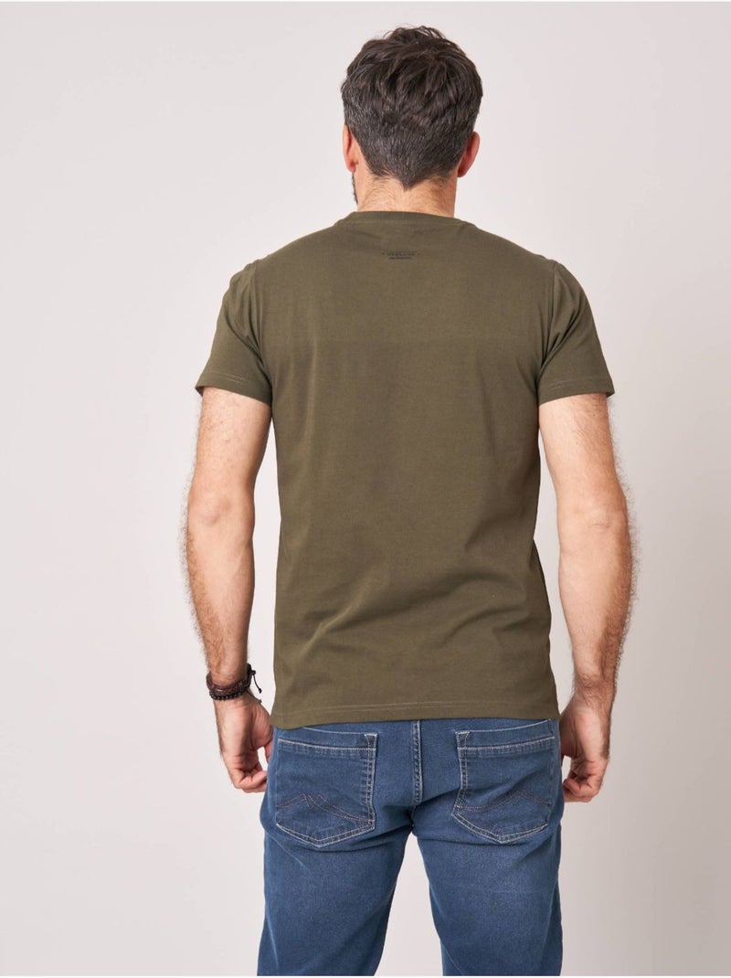 T-shirt regular homme en 100% coton jersey imprimé crâne avec casque et lunettes 'Deeluxe' Kaki - Kiabi