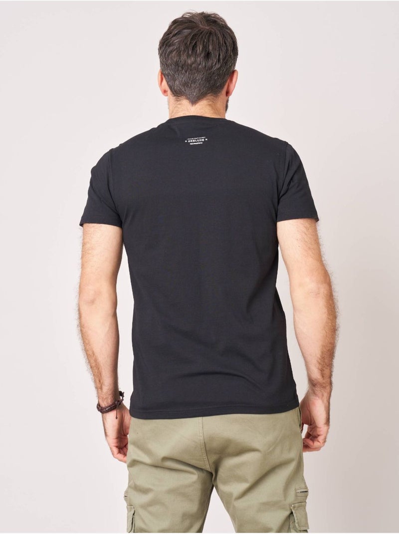 T-shirt regular homme en 100% coton jersey imprimé crâne avec casque et lunettes 'Deeluxe' Noir - Kiabi