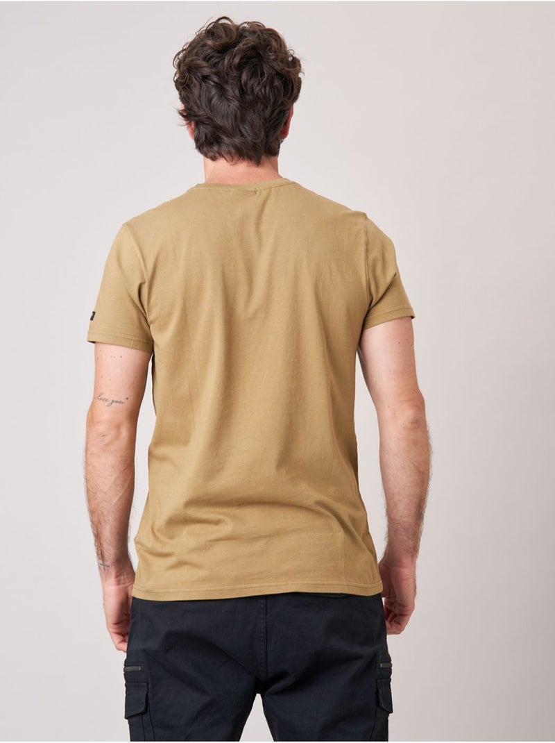 T-shirt regular homme en 100% coton jersey imprimé crâne explorer  'deeluxe' Beige foncé - Kiabi