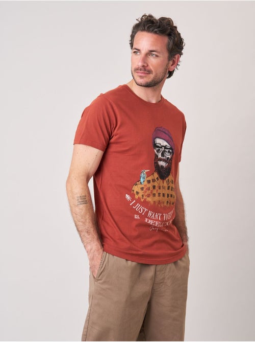 T-shirt regular homme en 100% coton jersey imprimé crâne explorer  'Deeluxe' - Kiabi