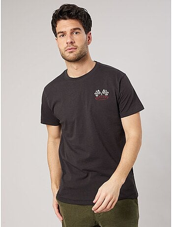T-shirt regular homme en 100% coton jersey imprimé crâne racing 'Deeluxe'