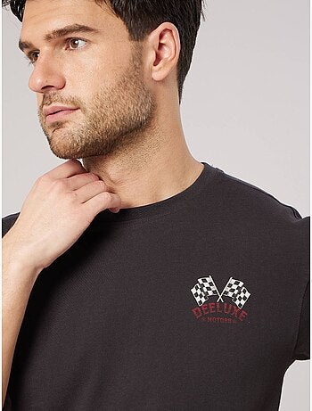 T-shirt regular homme en 100% coton jersey imprimé crâne racing 'Deeluxe'