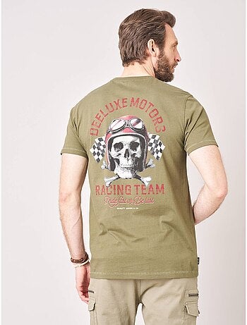 T-shirt regular homme en 100% coton jersey imprimé crâne racing 'deeluxe'