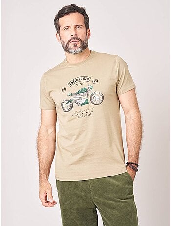 T-shirt regular homme en 100% coton jersey imprimé moto vintage 'deeluxe'