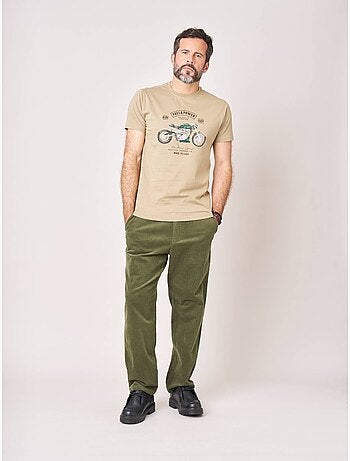 T-shirt regular homme en 100% coton jersey imprimé moto vintage 'deeluxe'