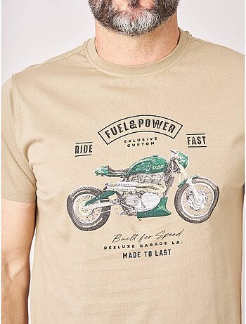 T-shirt regular homme en 100% coton jersey imprimé moto vintage 'deeluxe'
