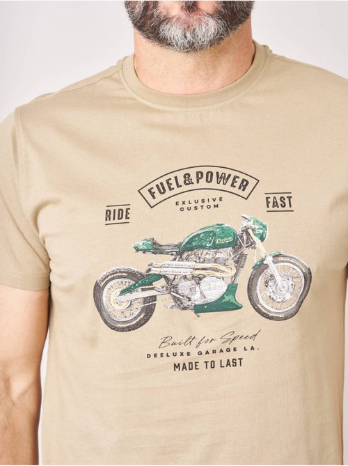 T-shirt regular homme en 100% coton jersey imprimé moto vintage 'Deeluxe' - Kiabi
