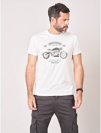 T-shirt regular homme en 100% coton jersey imprimé moto vintage 'deeluxe'
