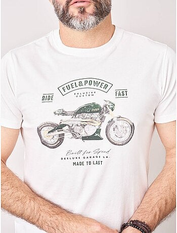 T-shirt regular homme en 100% coton jersey imprimé moto vintage 'deeluxe'