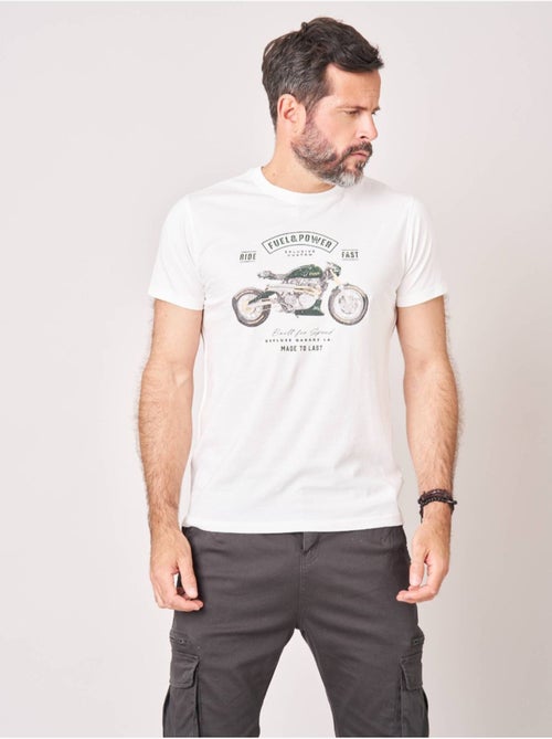 T-shirt regular homme en 100% coton jersey imprimé moto vintage 'Deeluxe' - Kiabi