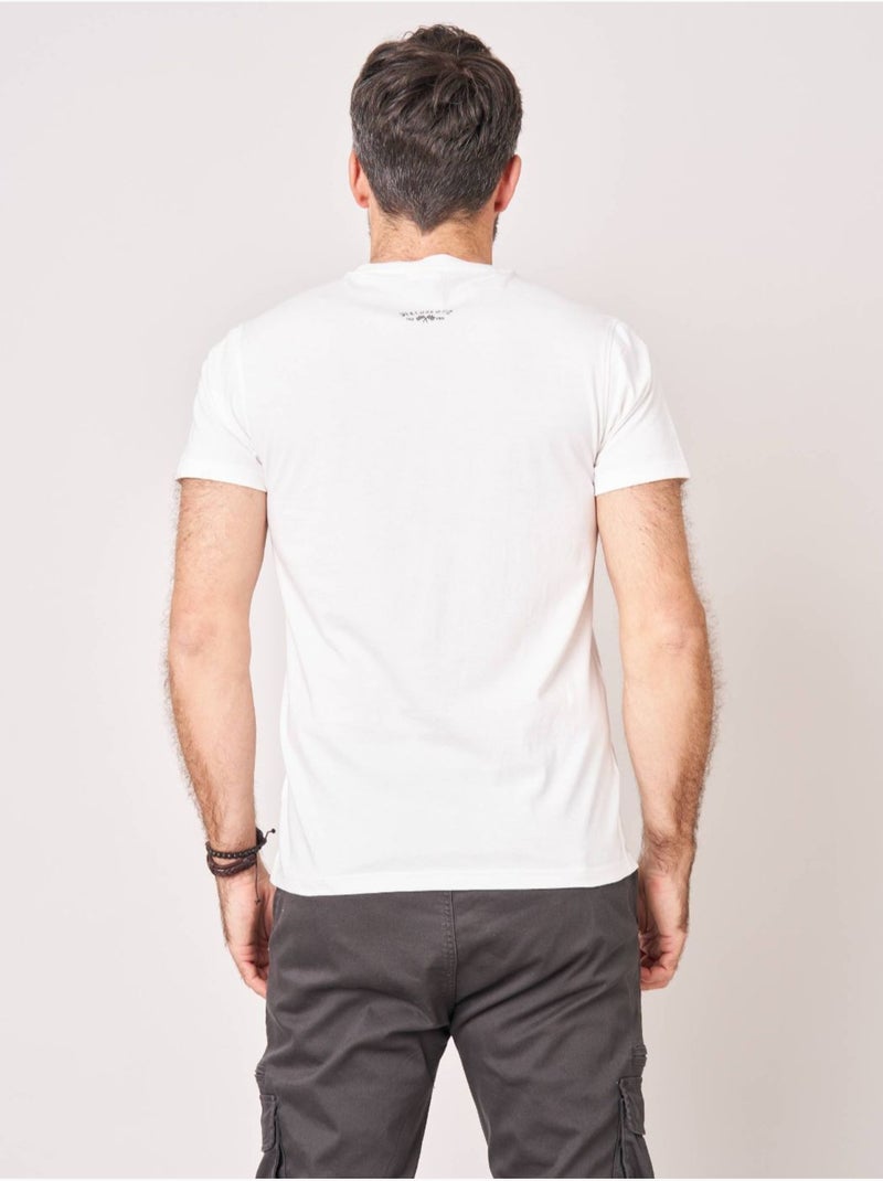 T-shirt regular homme en 100% coton jersey imprimé moto vintage 'Deeluxe' Ecru - Kiabi