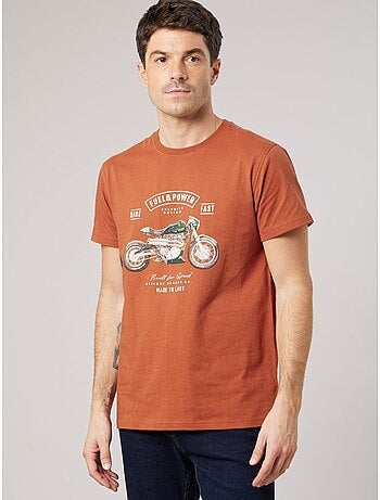 T-shirt regular homme en 100% coton jersey imprimé moto vintage 'deeluxe'