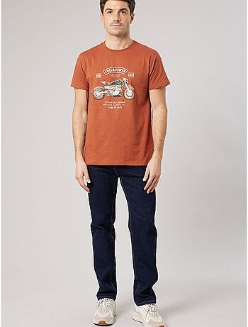 T-shirt regular homme en 100% coton jersey imprimé moto vintage 'deeluxe'