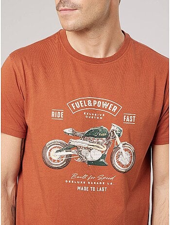 T-shirt regular homme en 100% coton jersey imprimé moto vintage 'deeluxe'