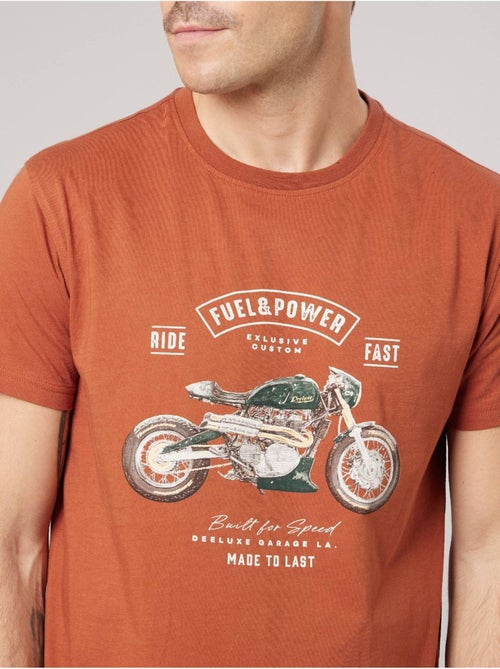 T-shirt regular homme en 100% coton jersey imprimé moto vintage 'Deeluxe' - Kiabi