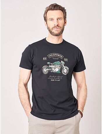 T-shirt regular homme en 100% coton jersey imprimé moto vintage 'deeluxe'
